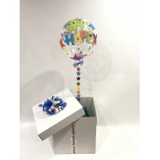 Happy Birthday Star Print Deco Bubble Balloon in a Box